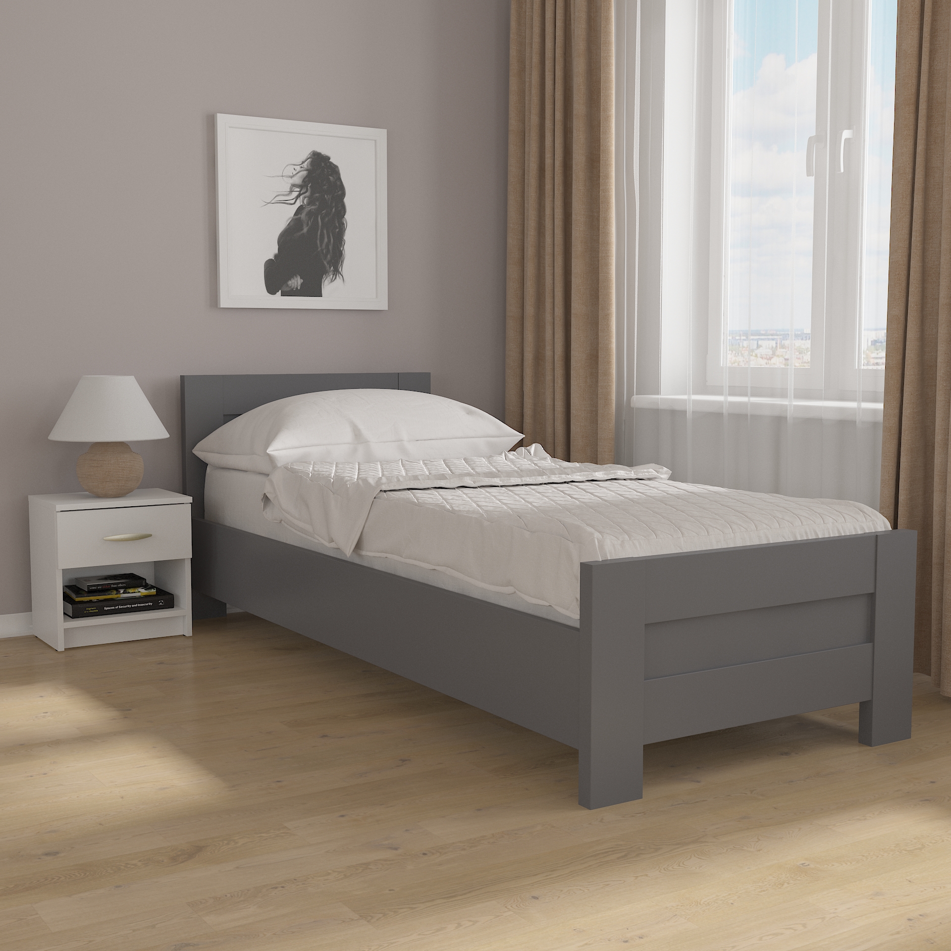 Ліжко односпальне М-20 Антрацит