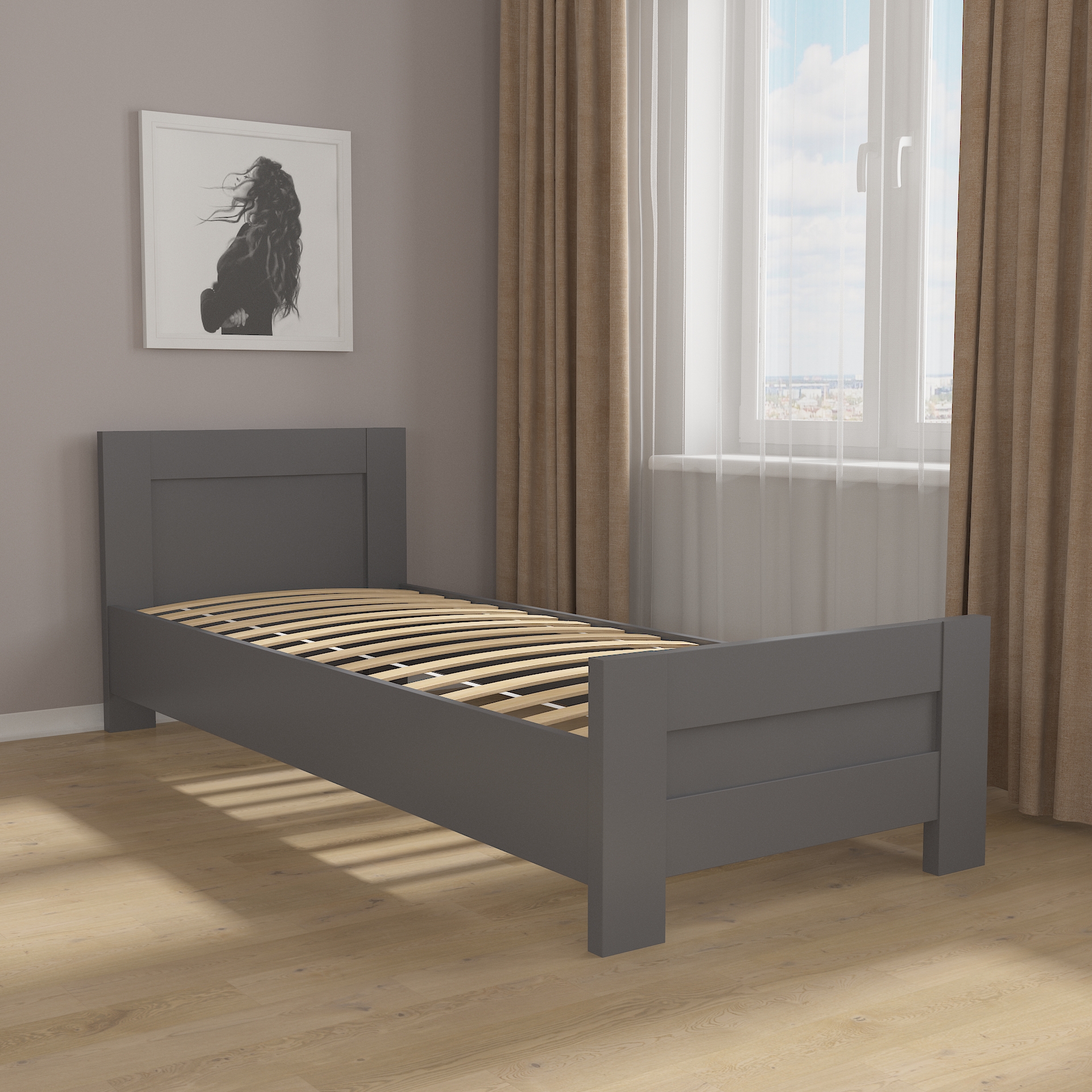 Ліжко односпальне М-20 Антрацит