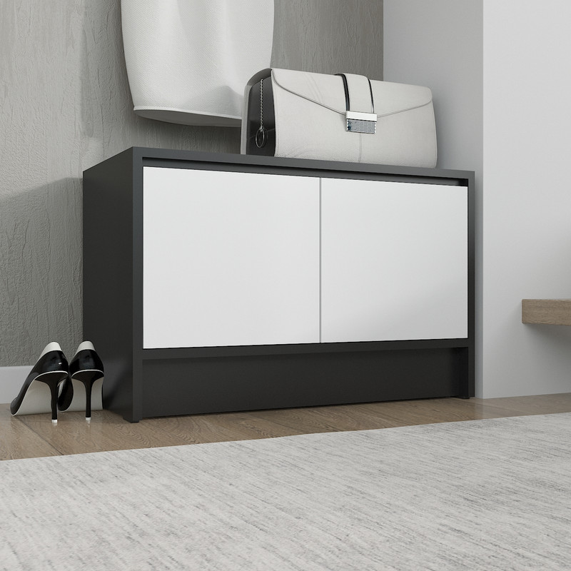 Тумба під взуття А-174 чорний-білий