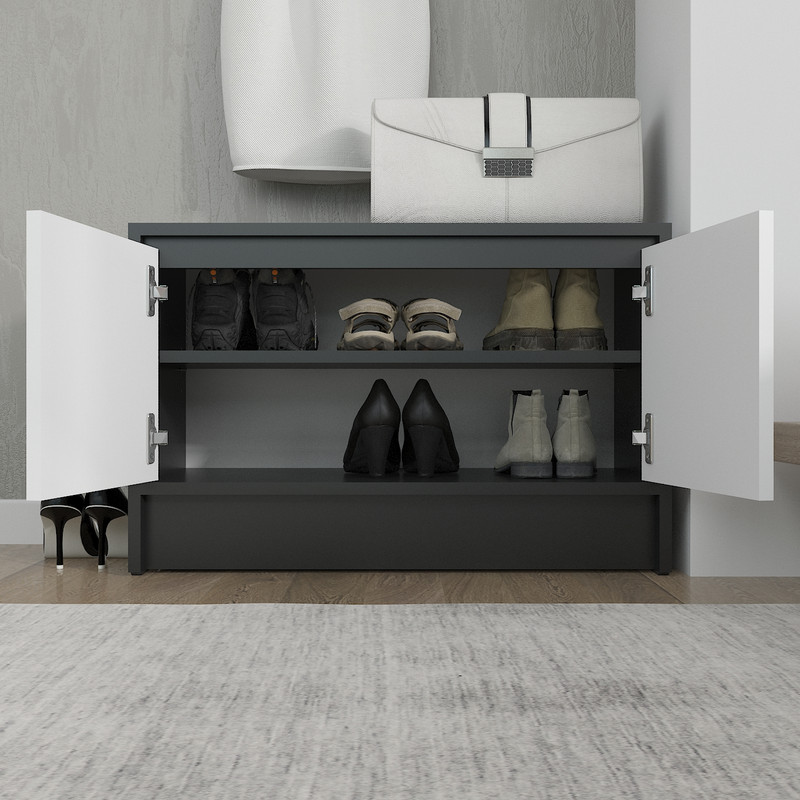 Тумба під взуття А-174 чорний-білий