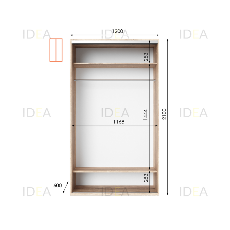 Шафа-купе IDEA серія 9 120 x 60 x 210 см Дуб Сонома