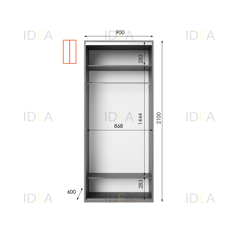 Шафа-купе IDEA серія 9 90 x 60 x 210 см Венге темний дзеркало