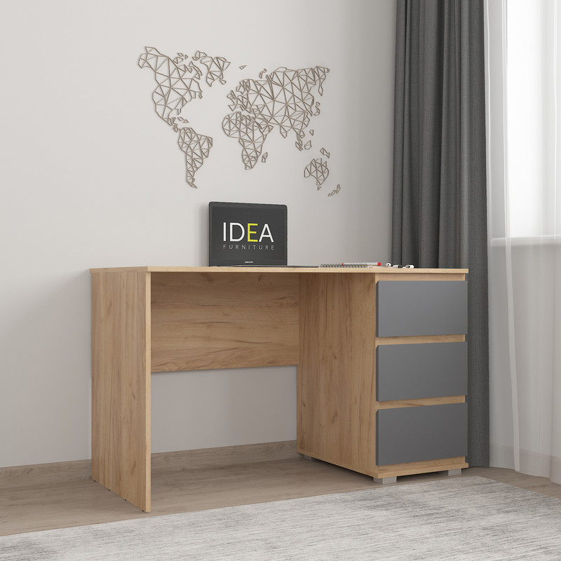 Стіл комп'ютерний на 3 ящики Б-5 Дуб Крафт - Антрацит