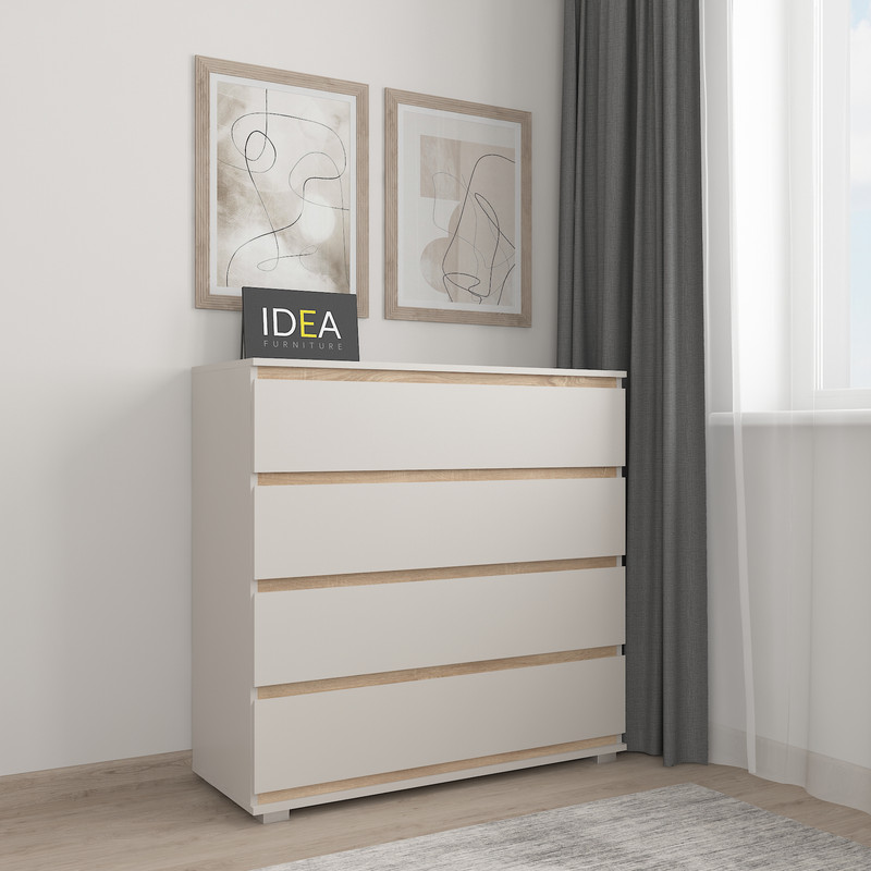 Комод на 4 шухляди без ручок Б-8.1 Кашемір - Дуб Сонома планки