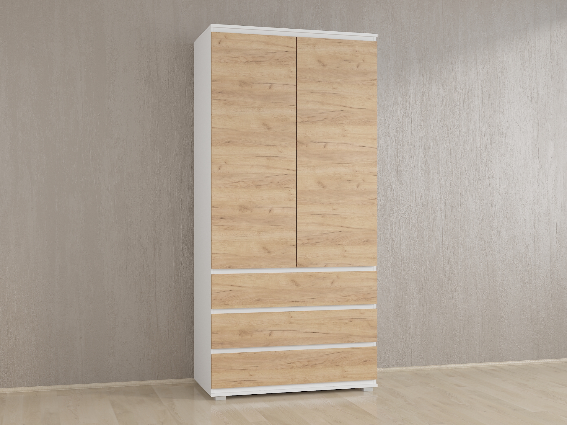 Шафа з полицями без ручок Б-1 білий - дуб крафт