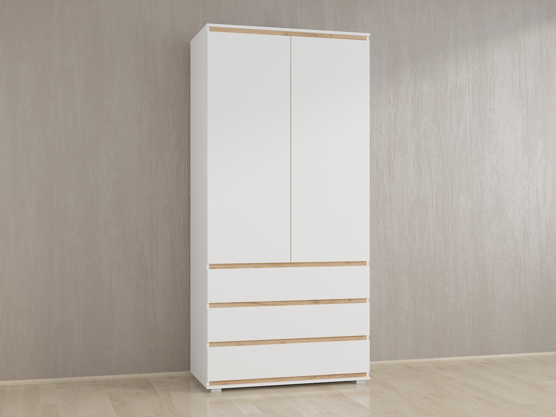 Шафа з полицями без ручок Б-1 білий - дуб крафт планки