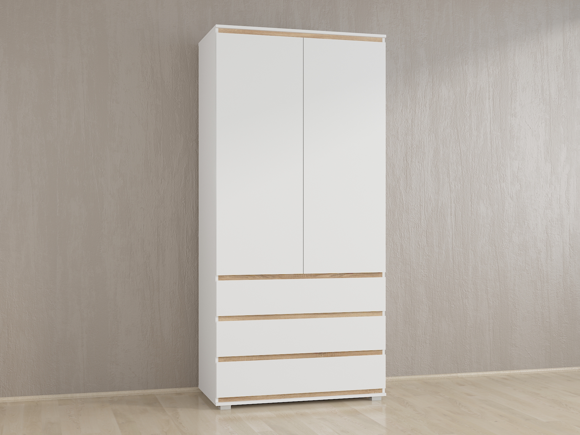 Шафа з полицями без ручок Б-1 білий - дуб сонома планки