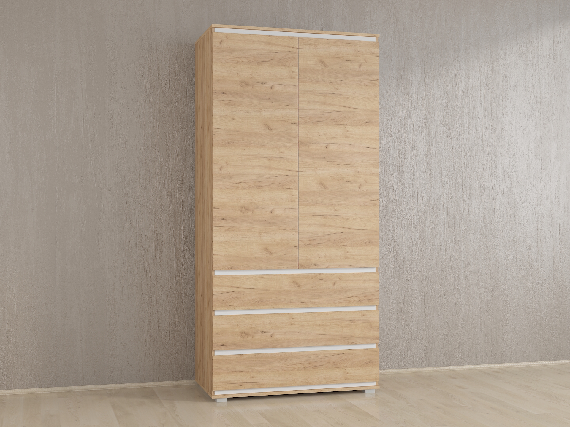 Шафа з полицями без ручок Б-1 дуб крафт - білі планки