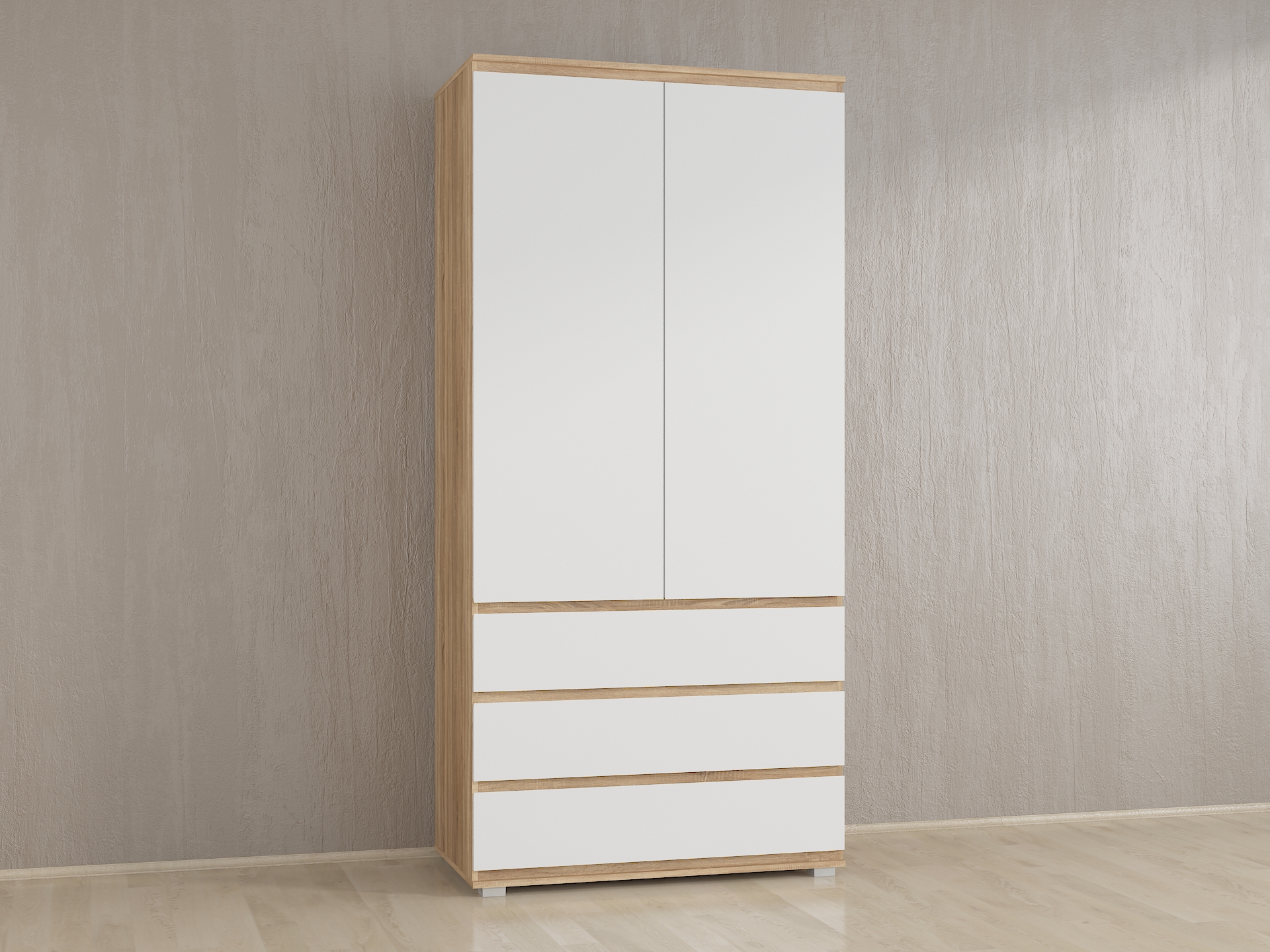 Шафа з полицями без ручок Б-1 дуб сонома - білий