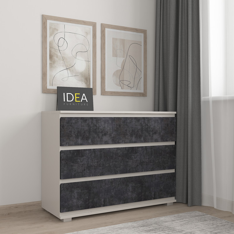 Комод на 3 шухляди без ручок Б-4.1 Кашемір - Вугільний Камінь