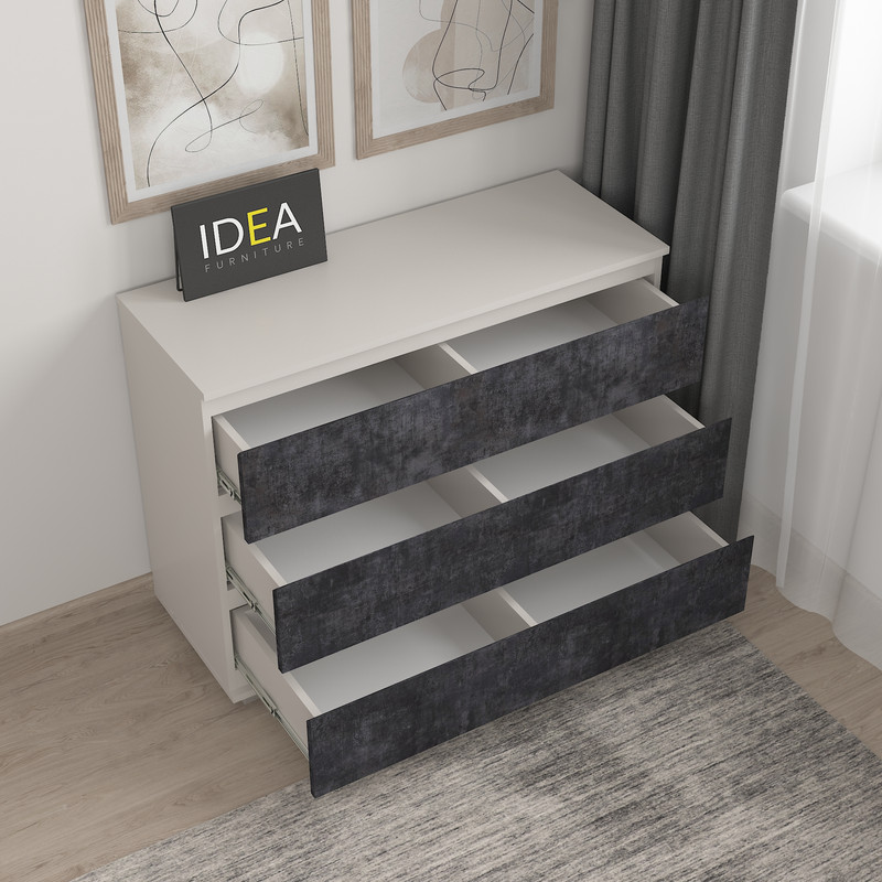 Комод на 3 шухляди без ручок Б-4.1 Кашемір - Вугільний Камінь