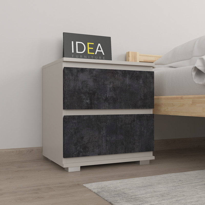 Приліжкова тумба на 2 ящика без ручок Б-7.1 Кашемір - Вугільний Камінь