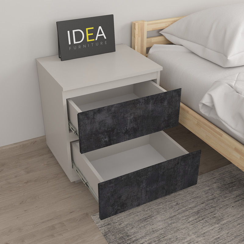 Приліжкова тумба на 2 ящика без ручок Б-7.1 Кашемір - Вугільний Камінь