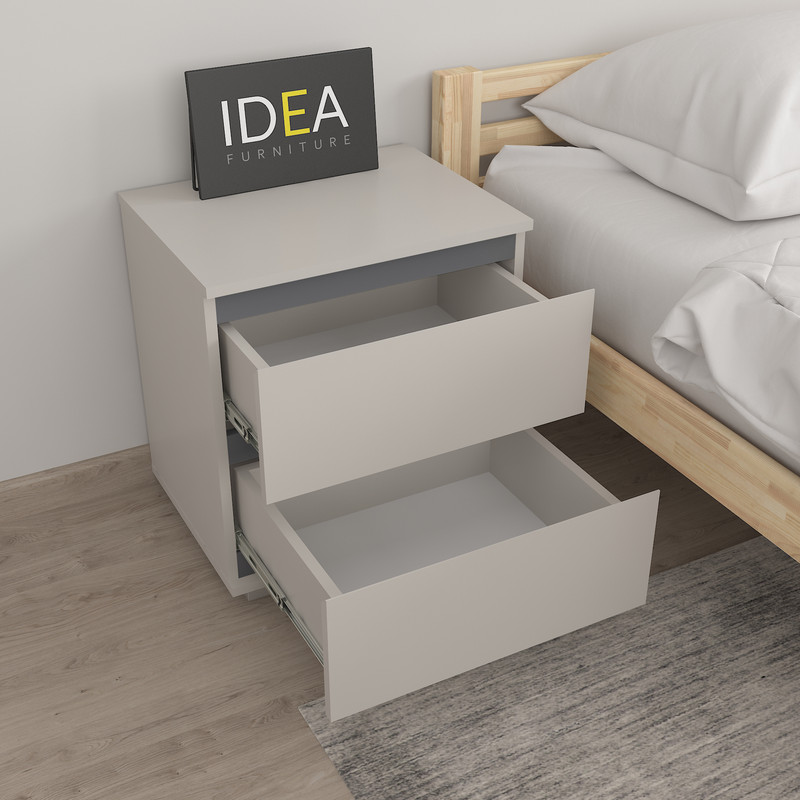 Приліжкова тумба на 2 ящика без ручок Б-7.1 Кашемір - Антрацит планки