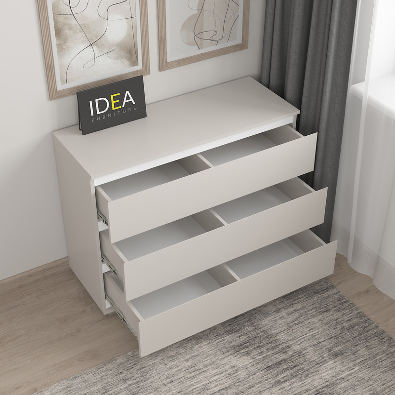 Комод на 3 шухляди без ручок Б-4.1 Кашемір - Білий Планки