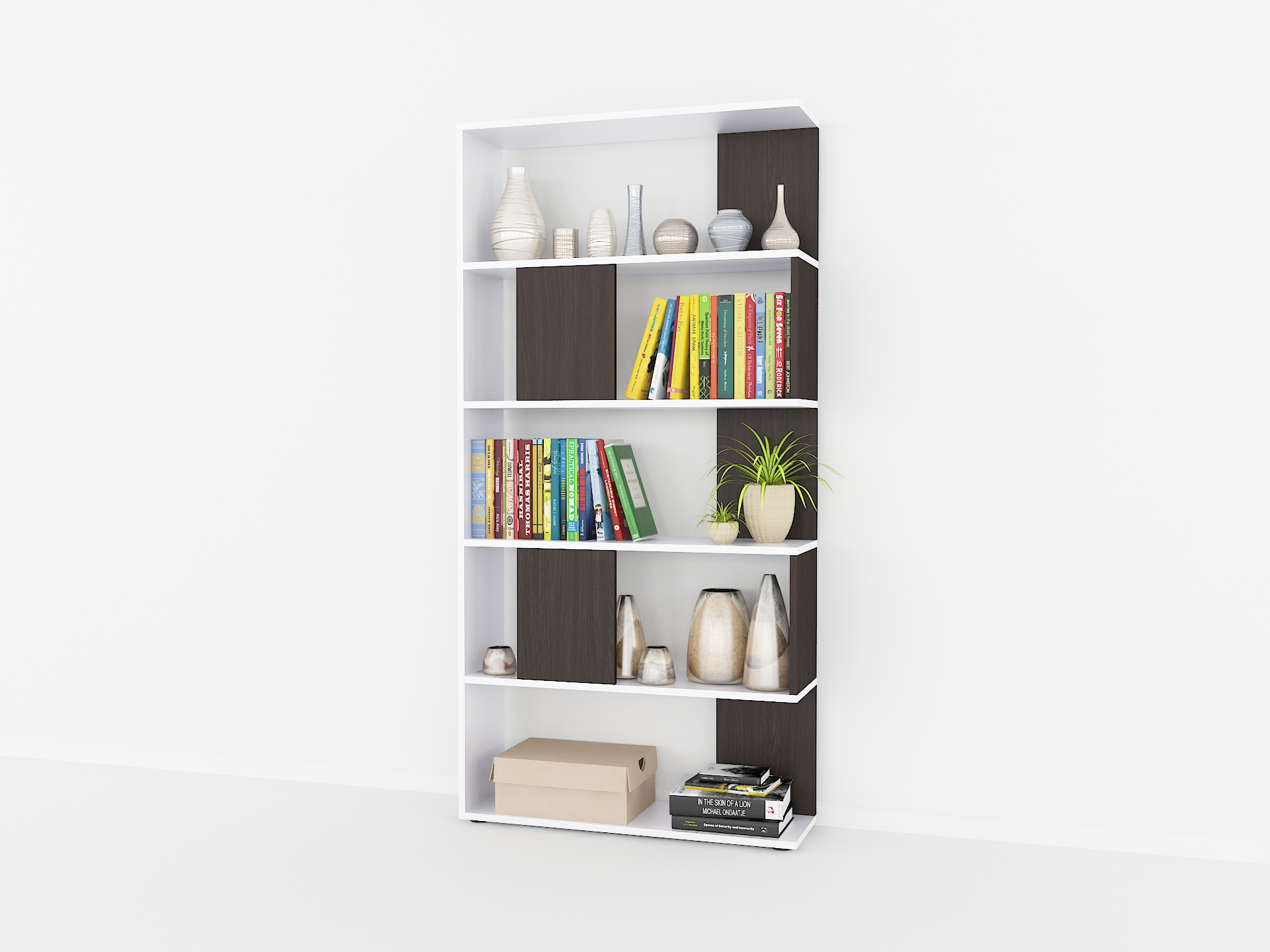 Книжкова полиця А-72 венге темний-білий