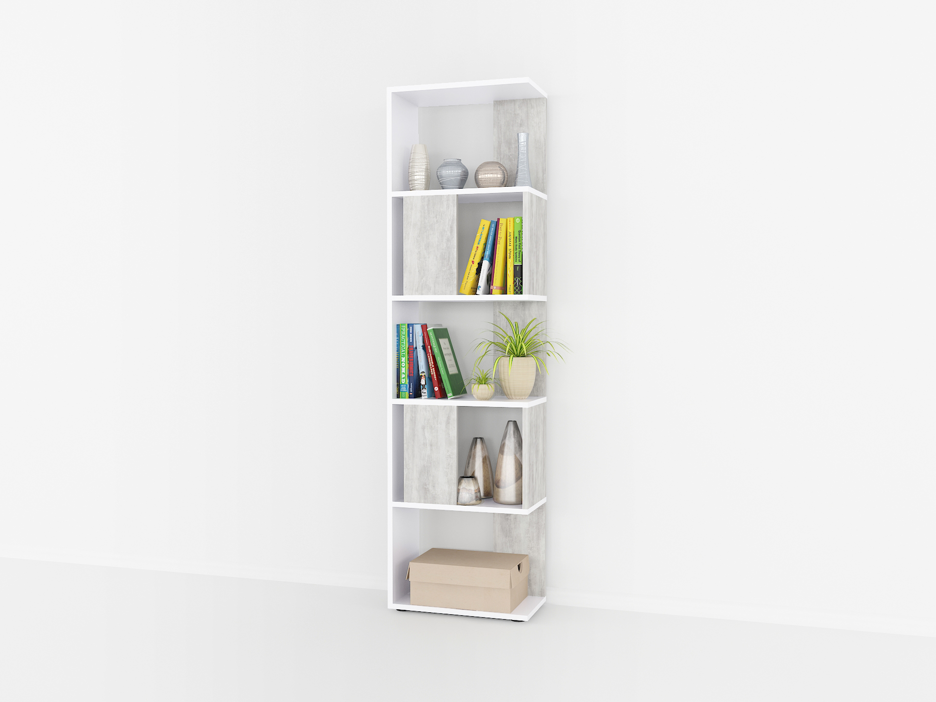 Книжкова полиця А-73 бетон-білий