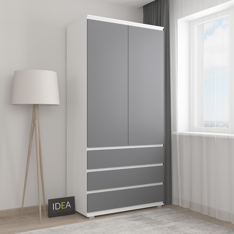 Шафа з полицями без ручок Б-1 Білий - Антрацит