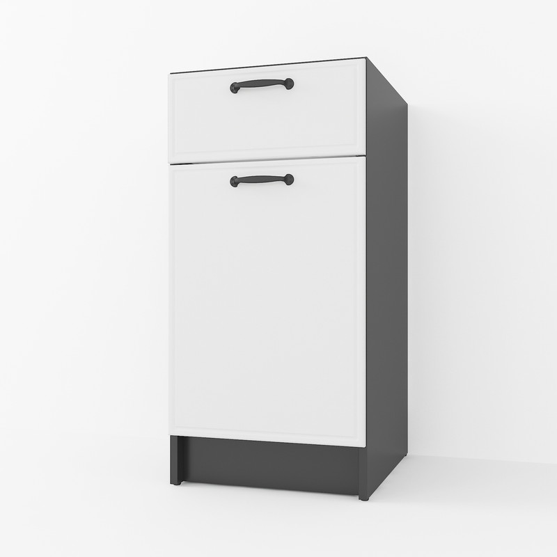 Тумба низ 400мм К-54 (без стільниці) чорний-білий