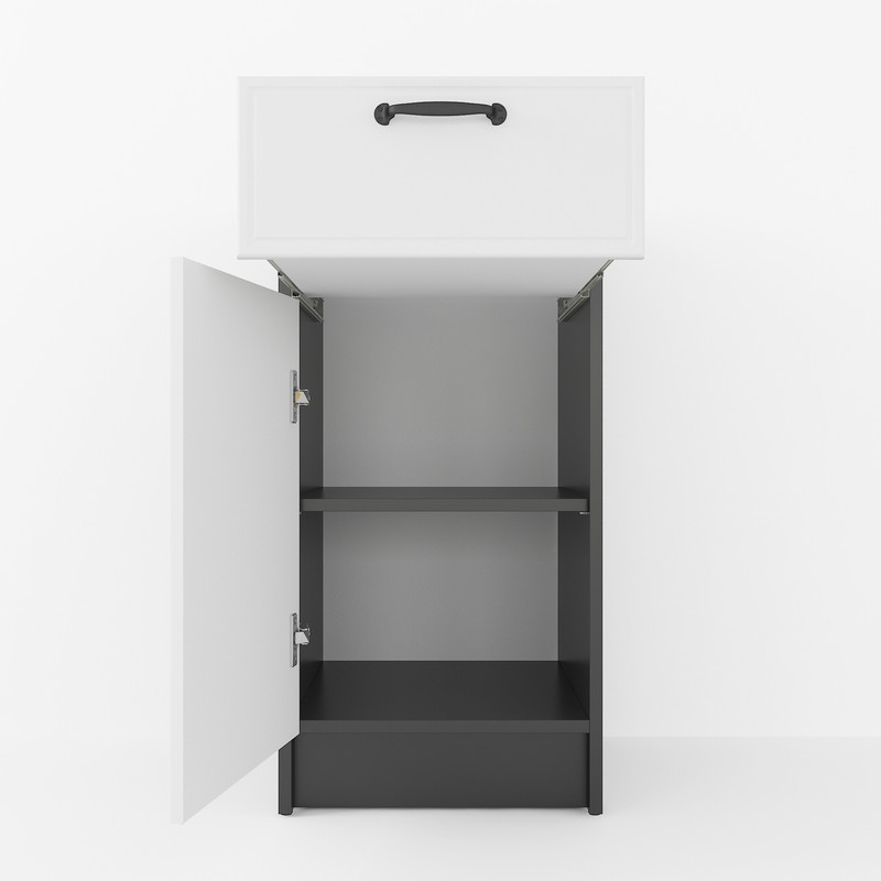 Тумба низ 400мм К-54 (без стільниці) чорний-білий