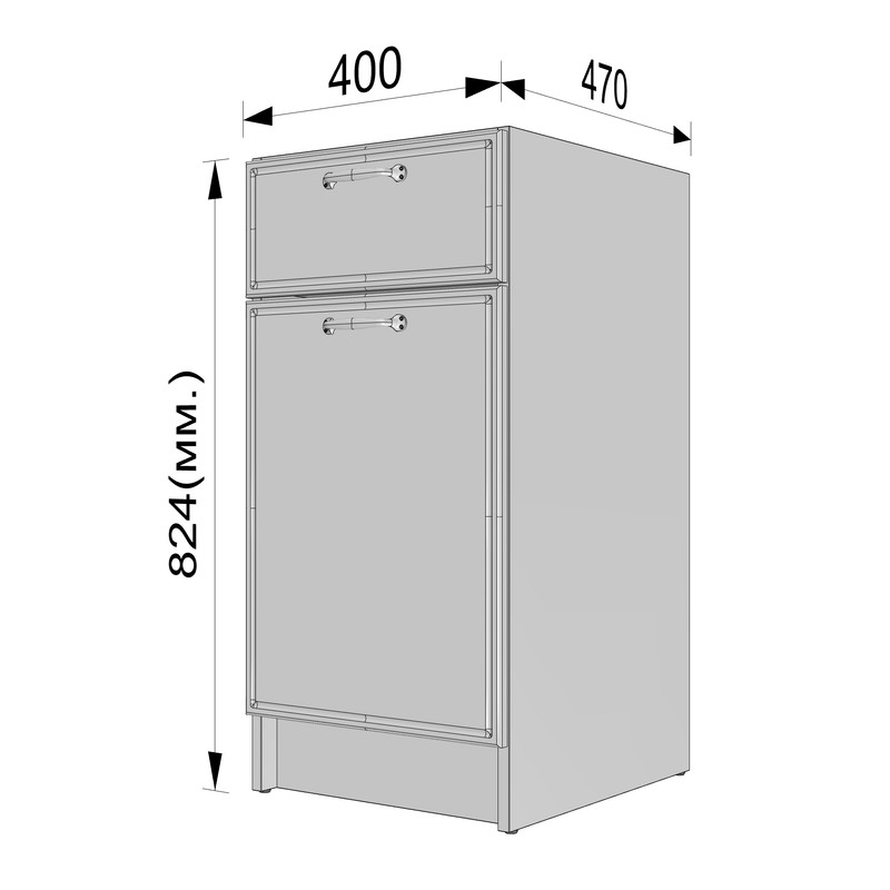 Тумба низ 400мм К-54 (без стільниці) чорний матовий