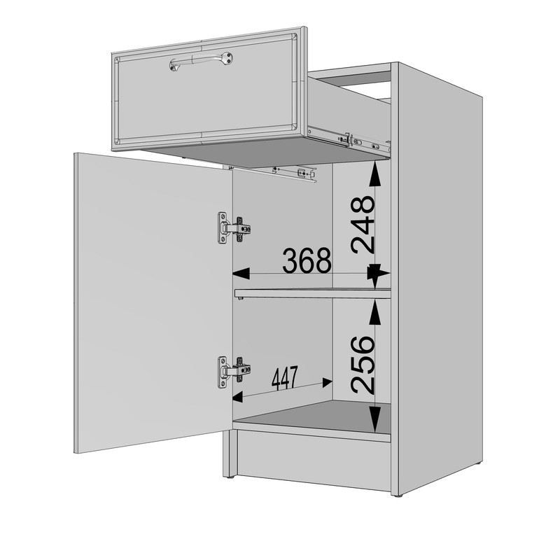 Тумба низ 400мм К-54 (без стільниці) чорний матовий