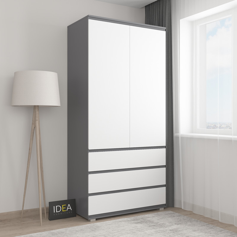 Шафа з полицями без ручок Б-1 Антрацит - Білий