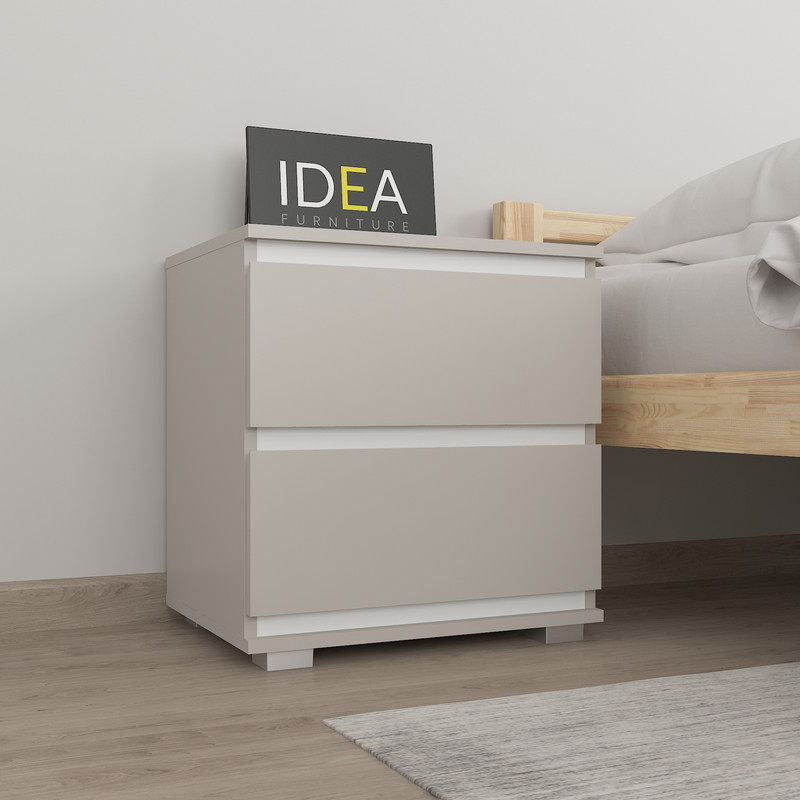 Приліжкова тумба на 2 ящика без ручок Б-7.1 Кашемір - Білий Планки