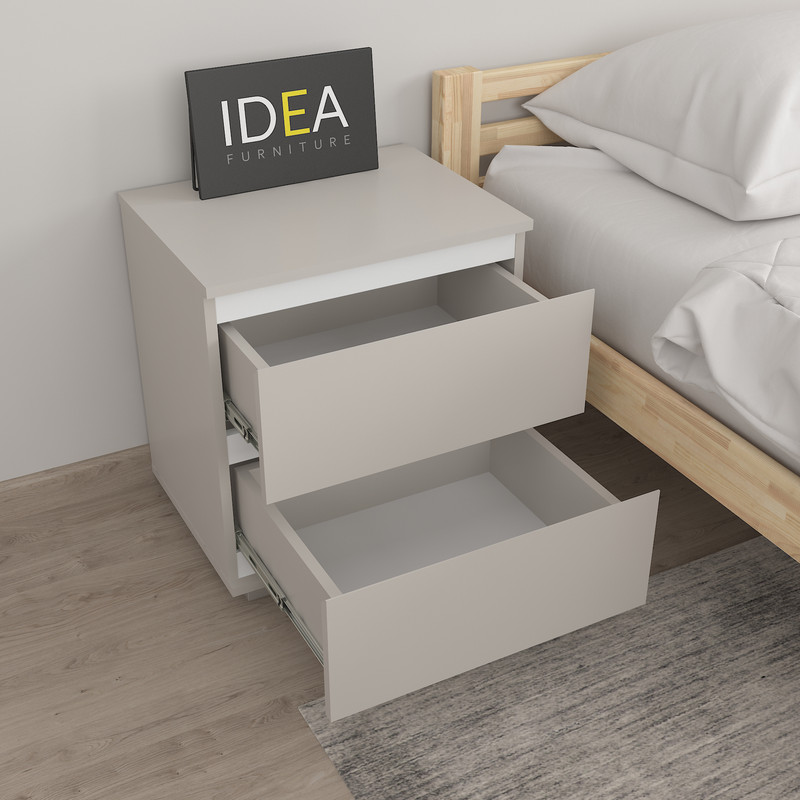 Приліжкова тумба на 2 ящика без ручок Б-7.1 Кашемір - Білий Планки