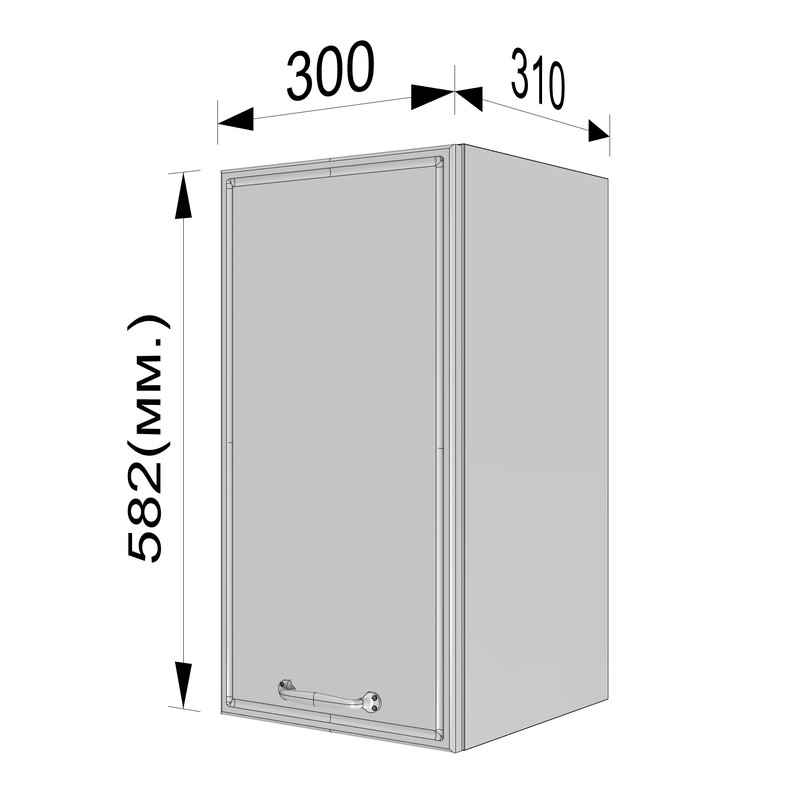 Шафа навісна 300мм К-58 чорний-білий