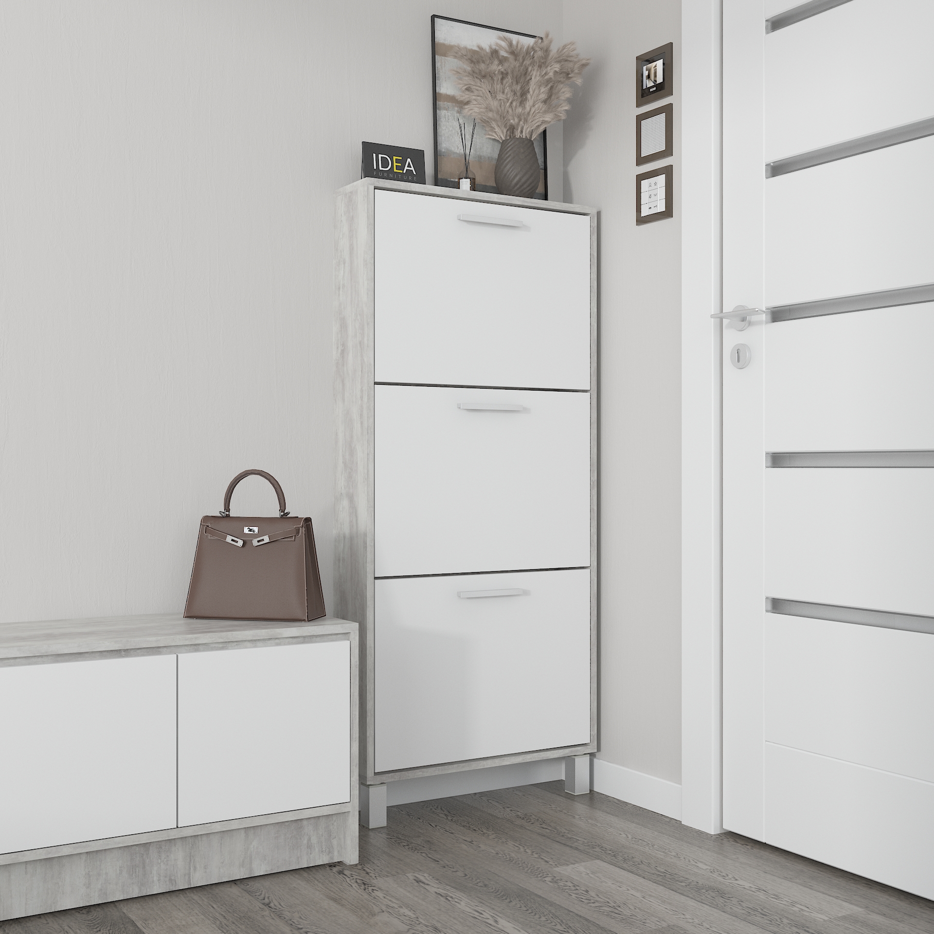 Взуттєва тумба А-160 бетон-білий