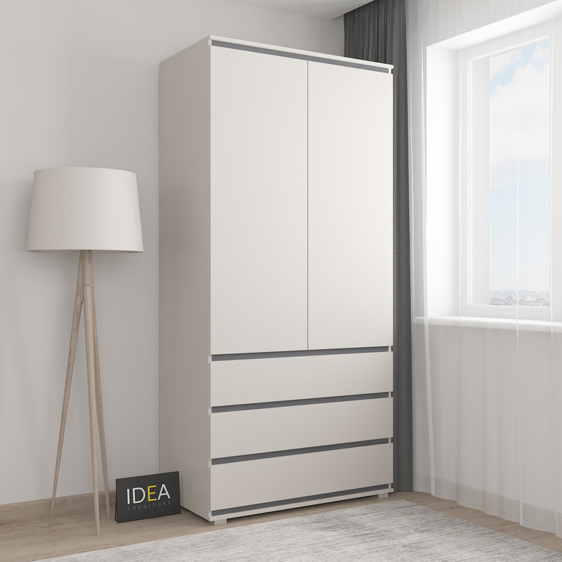 Шафа зі штангою без ручок Б-2.1 Кашемір - Антрацит планки