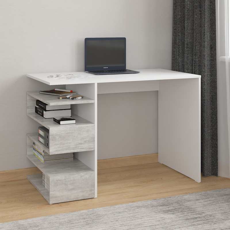 Комп’ютерний стіл А-186 бетон-білий