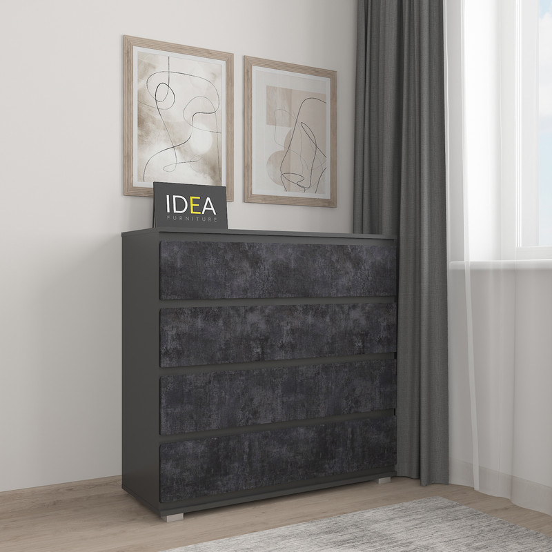 Комод на 4 шухляди без ручок Б-8.1 Антрацит - Вугільний Камінь