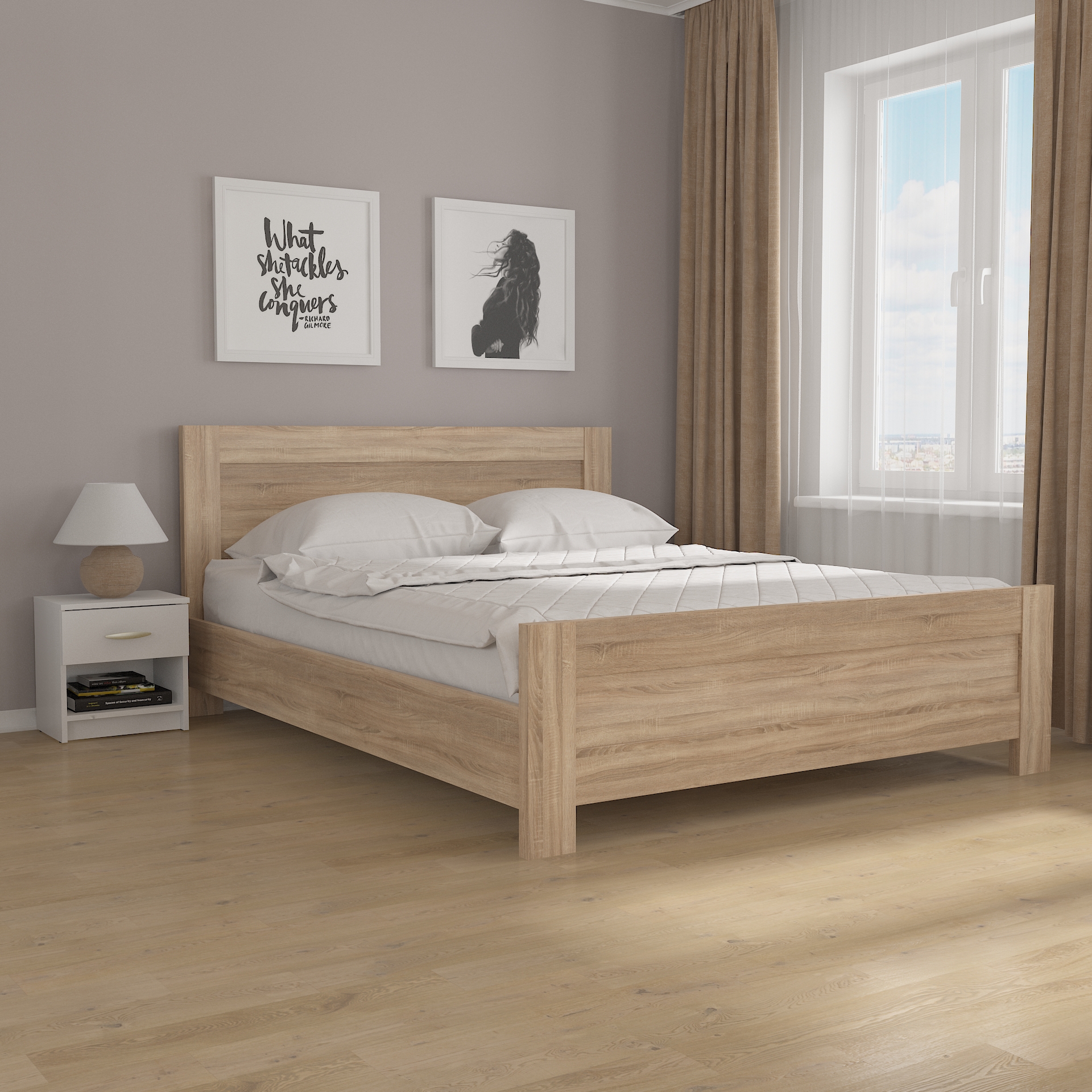 Ліжко двухспальне М-19 дуб сонома