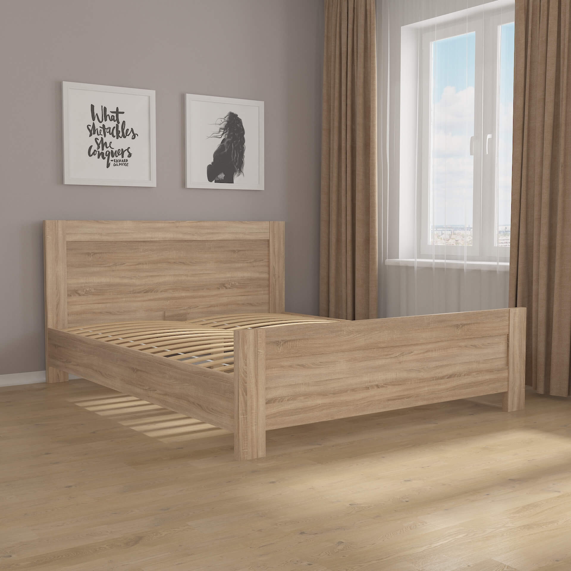 Ліжко двухспальне М-19 дуб сонома