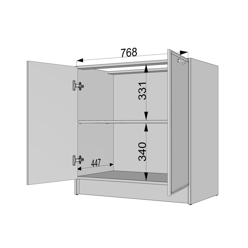 Тумба низ 800мм, К-66 (без стільниці) білий - асфальт