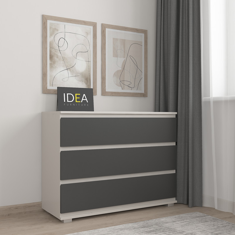 Комод на 3 шухляди без ручок Б-4.1 Кашемір - Антрацит