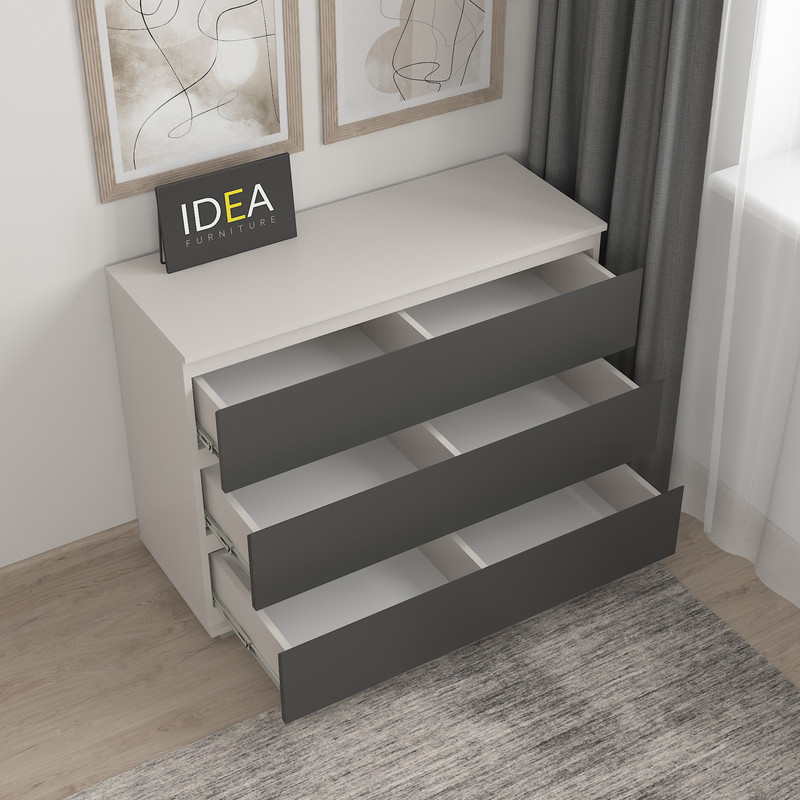 Комод на 3 шухляди без ручок Б-4.1 Кашемір - Антрацит