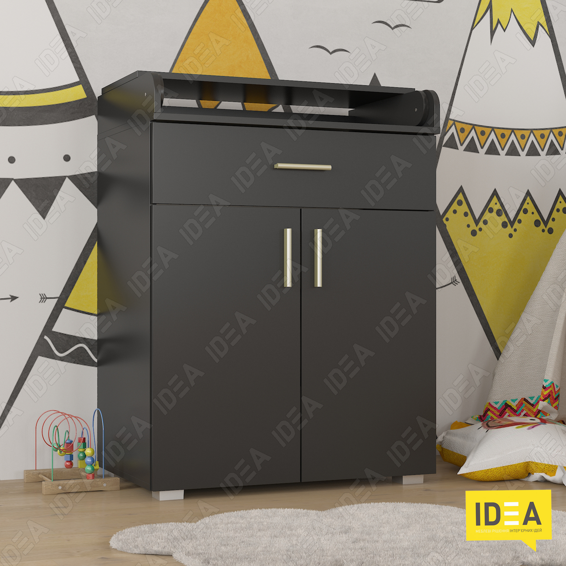 Комод пеленальний А-42 чорний матовий