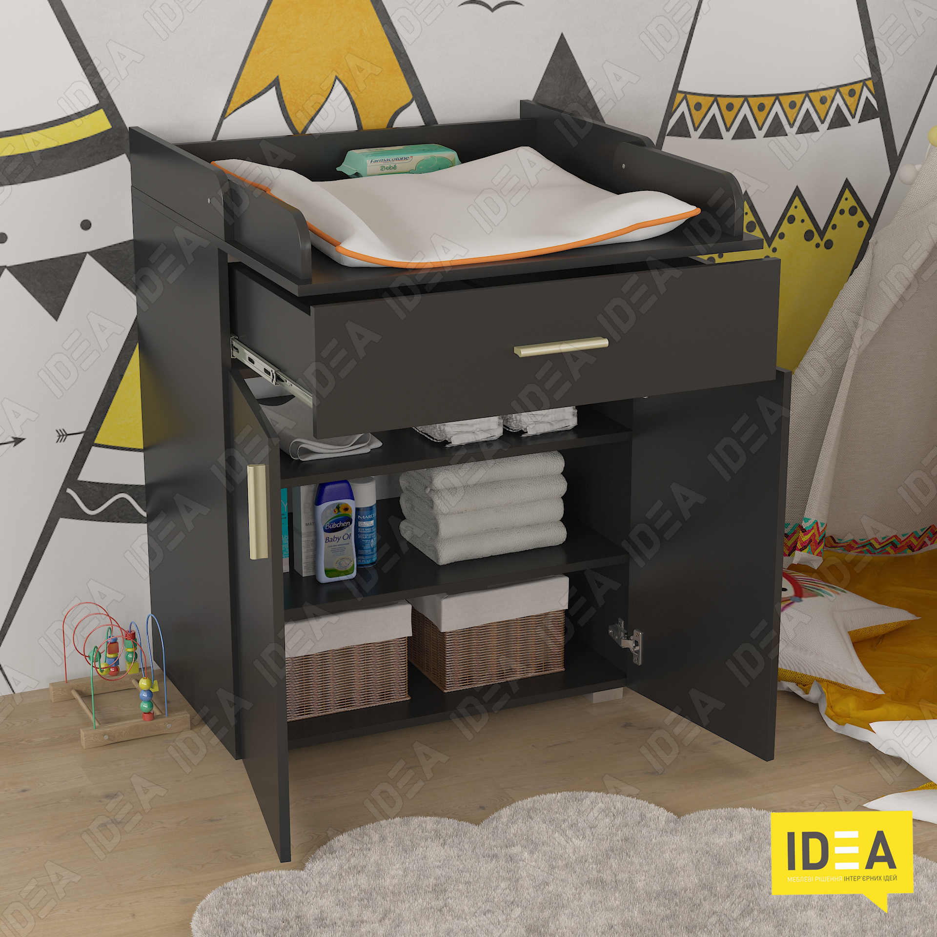 Комод пеленальний А-42 чорний матовий