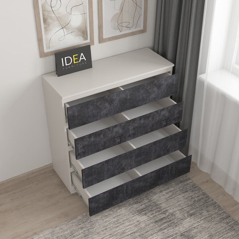 Комод на 4 шухляди без ручок Б-8.1 Кашемір - Вугільний Камінь