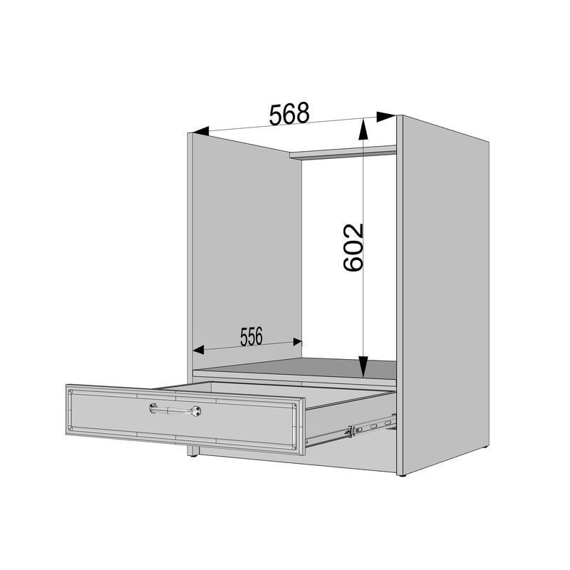 Тумба під духовку 600мм К-56 (без стільниці) білий-чорний