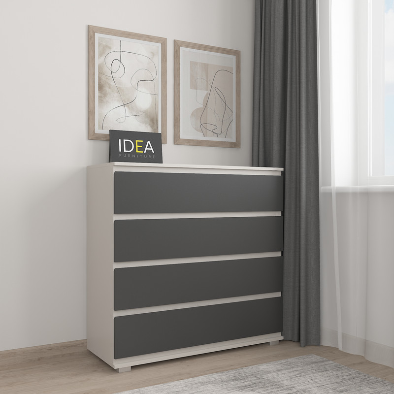 Комод на 4 шухляди без ручок Б-8.1 Кашемір - Антрацит