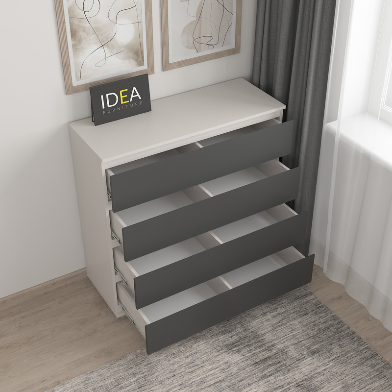 Комод на 4 шухляди без ручок Б-8.1 Кашемір - Антрацит