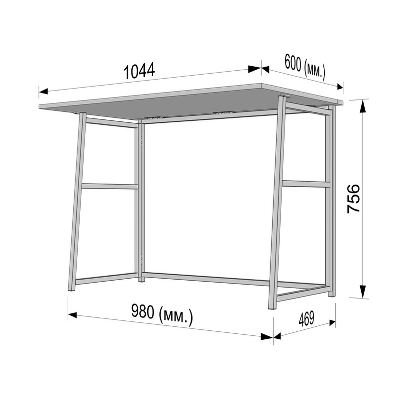 Стіл розкладний Д-39 756х1044х600 (ВхШхГ) венге темний - чорний