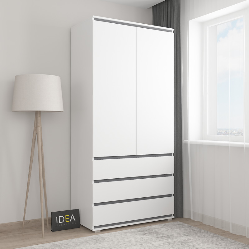 Шафа зі штангою без ручок Б-2 Білий - антрацит планки