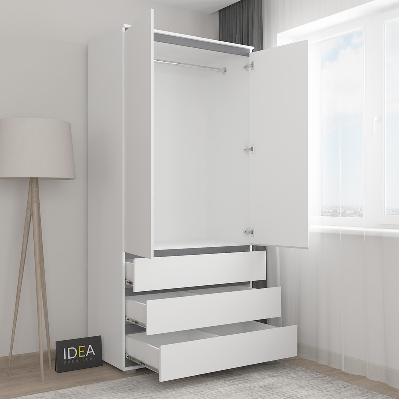 Шафа зі штангою без ручок Б-2 Білий - антрацит планки