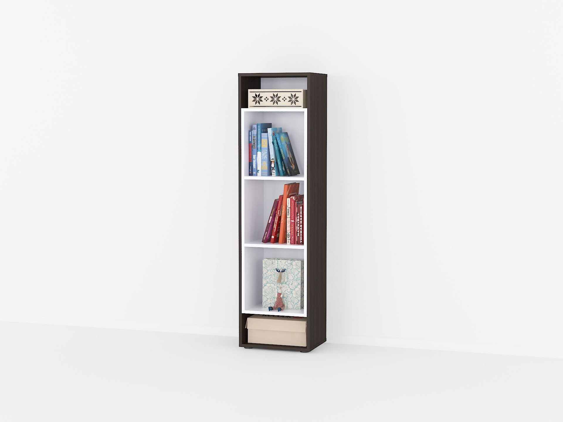 Книжкова полиця А-71 венге темний-білий