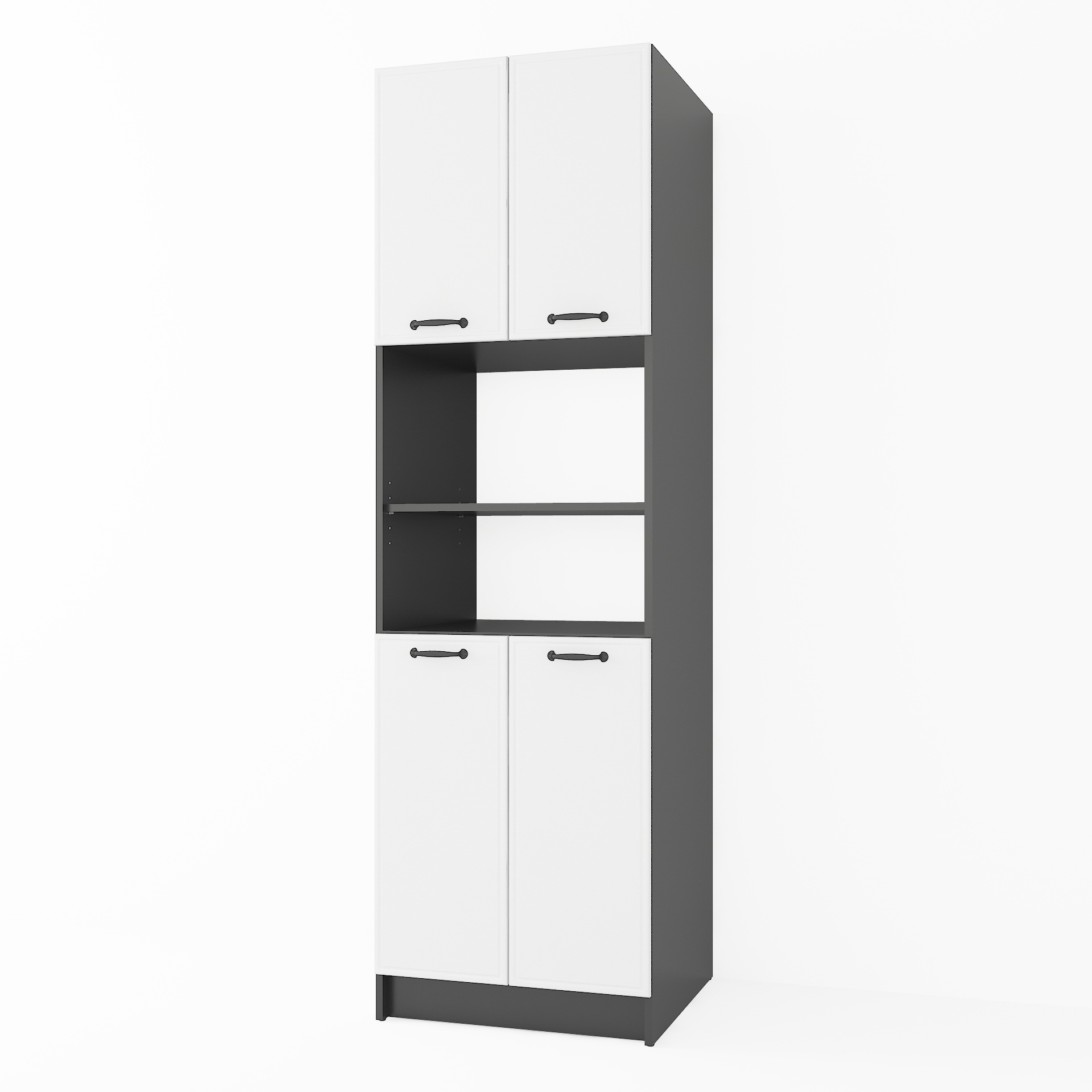 Пенал для кухні К-75 чорний-білий